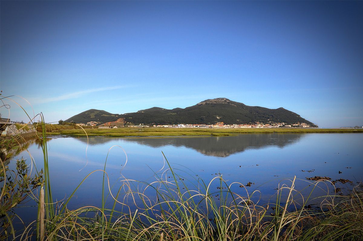 Marisma de Santoña vista desde uno de los miradores, con el estuario en marea baja