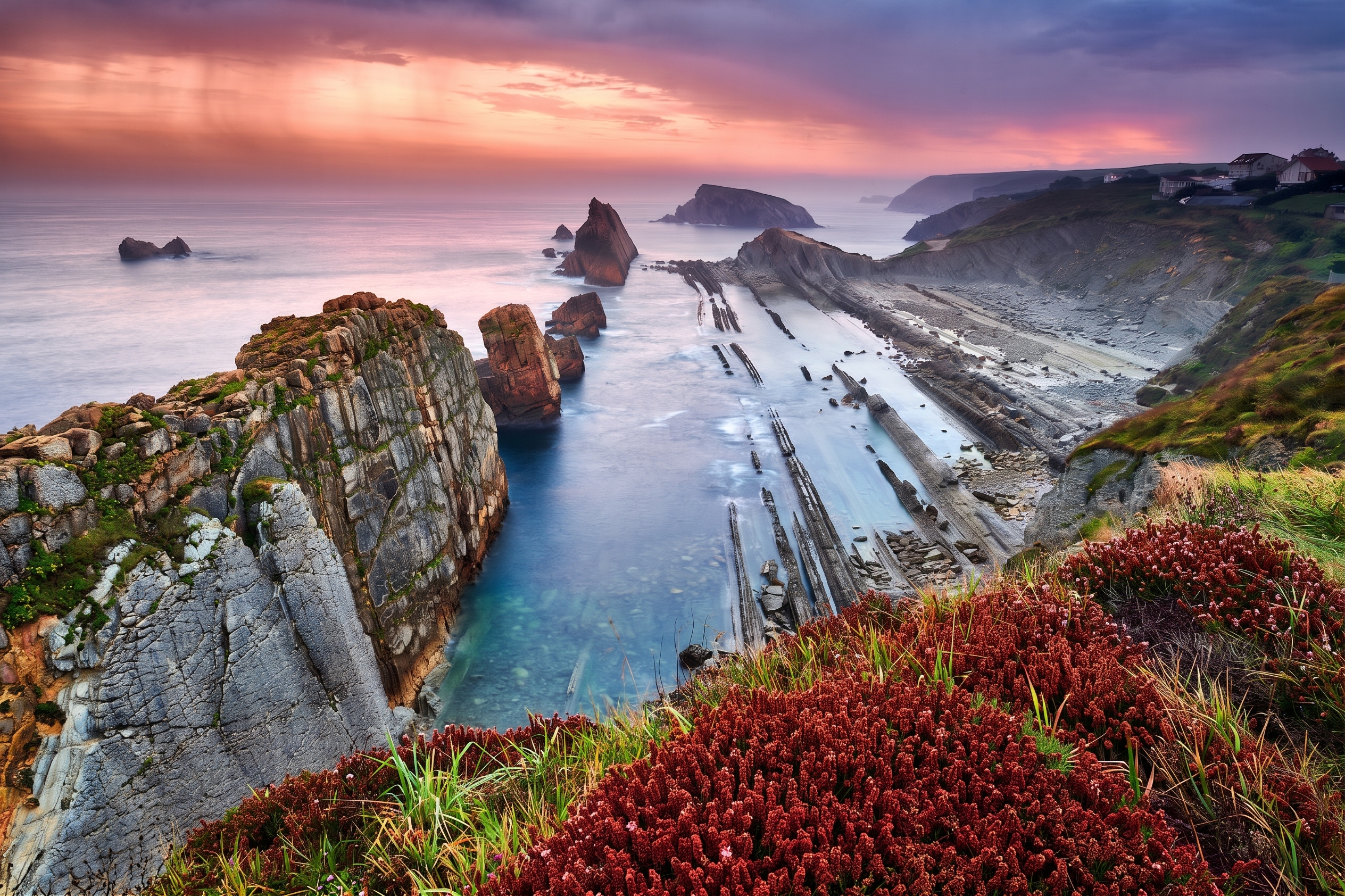 Formaciones de flysch y plataformas rocosas en la Costa Quebrada, entre Liencres y la Arnía