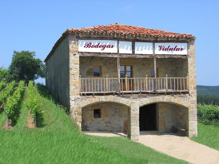Cata de vino en Bodegas Vidular, copas y botella sobre barrica de madera